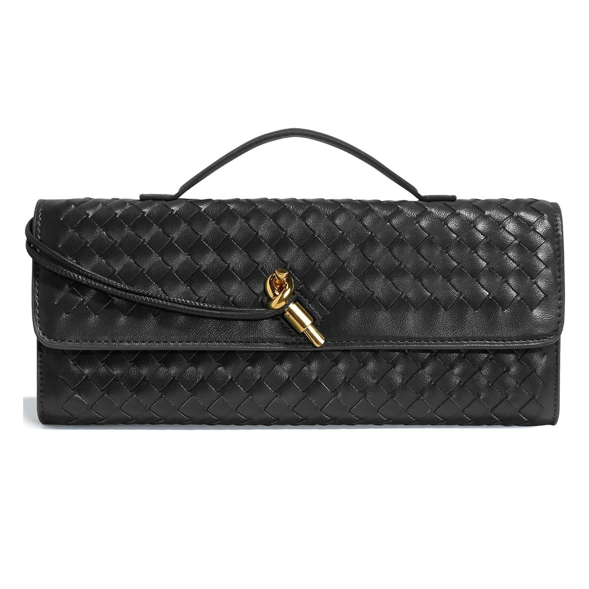 Two Way Woven Flap Clutch Shoulder Bag