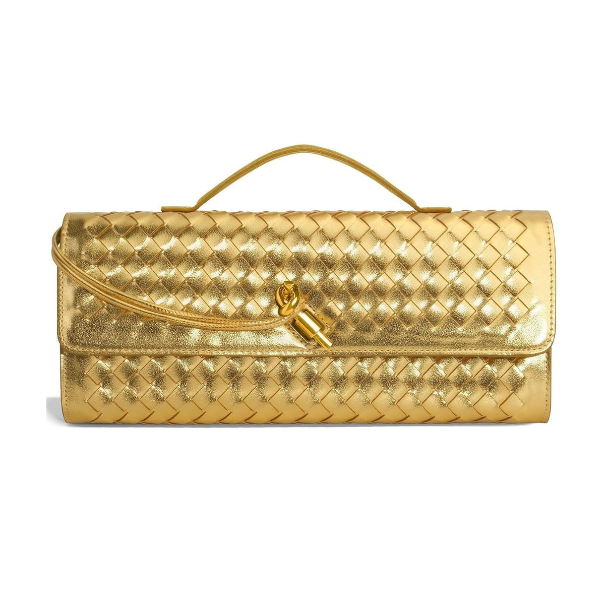 Two Way Woven Flap Clutch Shoulder Bag