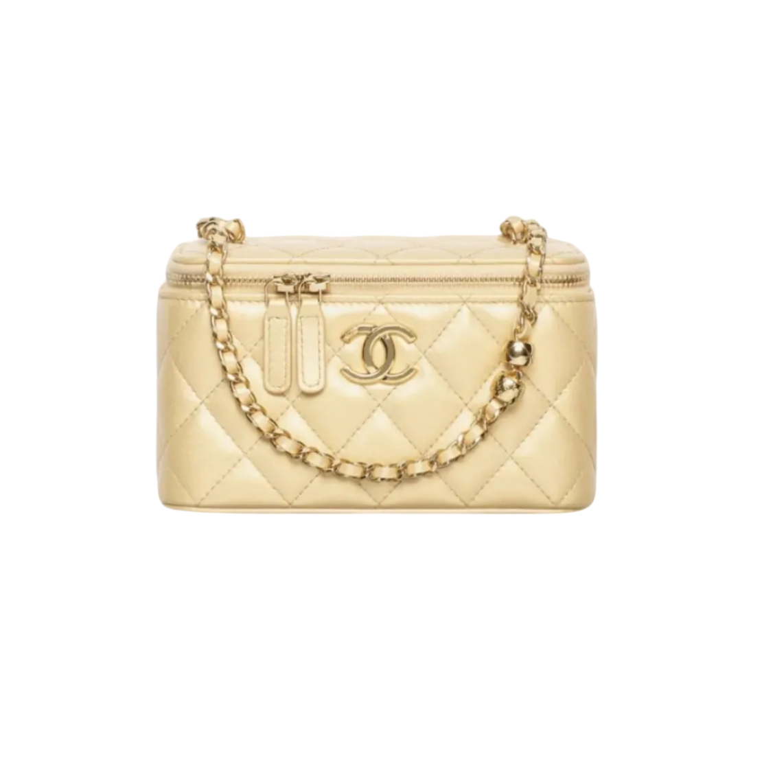Quilted Small Top Handle Vanity Case With Chain